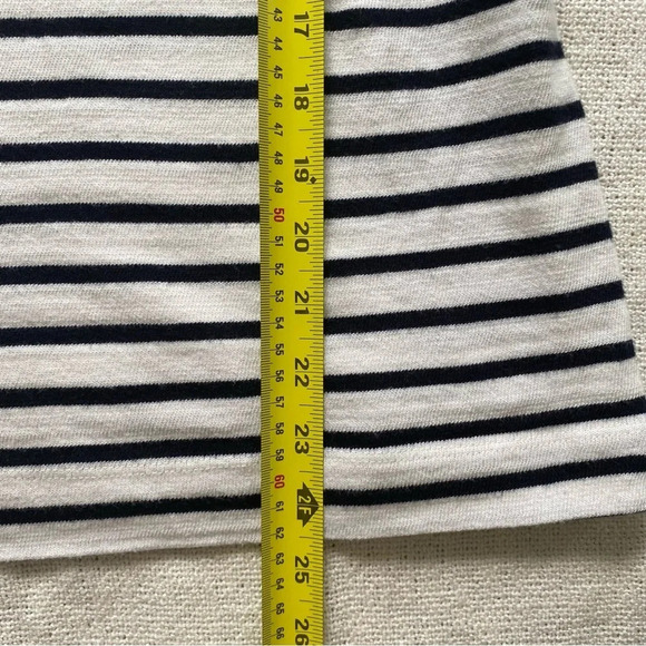 LOFT Striped Coastal Navy and Cream Boatneck 3/4 Sleeve Knit  Sweater Top Size L - Picture 11 of 14